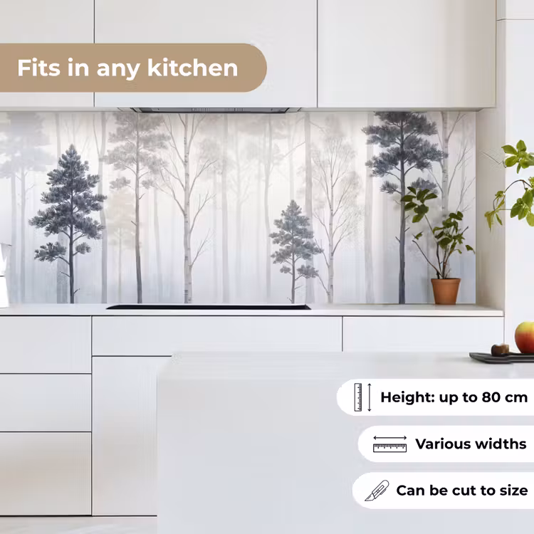 Bos - Bomen - Mist - Natuur - Illustratie - Grijs keuken achterwand 2 middel -sfeer4_UK