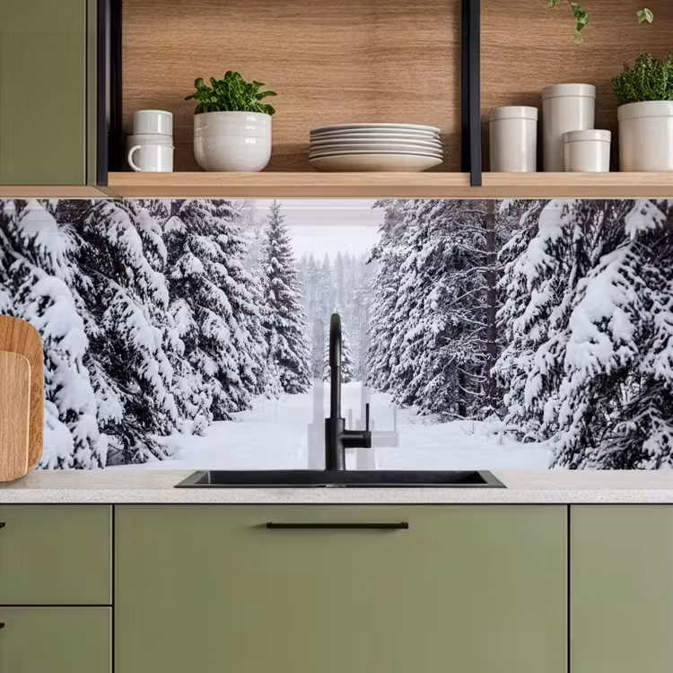 Bos - Winter - Sneeuw - Pad - Natuur keuken achterwand 2 middel -sfeer3