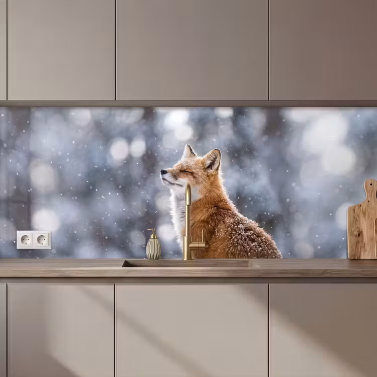Vos - Sneeuwval - Portret - Winter - Sfeervol keuken achterwand 2 middel zz_3dshopping