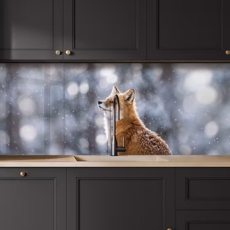 Vos - Sneeuwval - Portret - Winter - Sfeervol keuken achterwand 2 middel -sfeer1