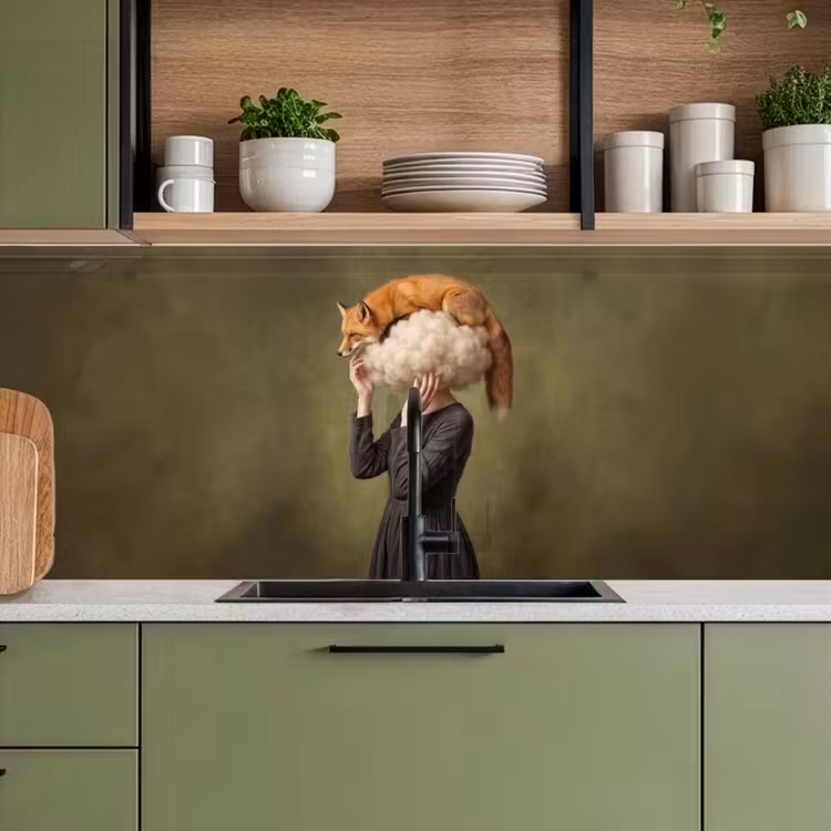 Vos - Surrealistisch - Groen keuken achterwand 2 middel -sfeer3