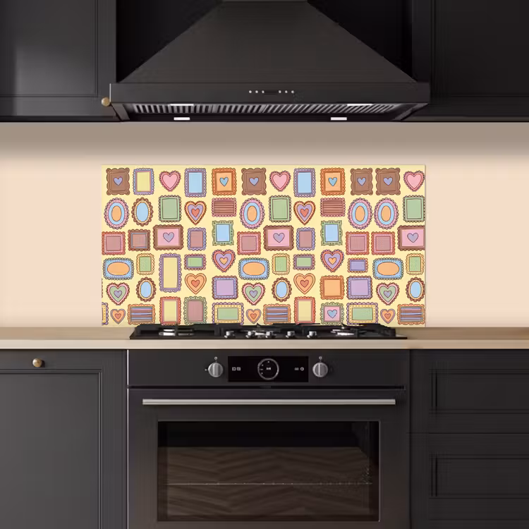 Lijst - Patroon - Hart - Speels - Kleurrijk keuken achterwand spatscherm middel -sfeer1