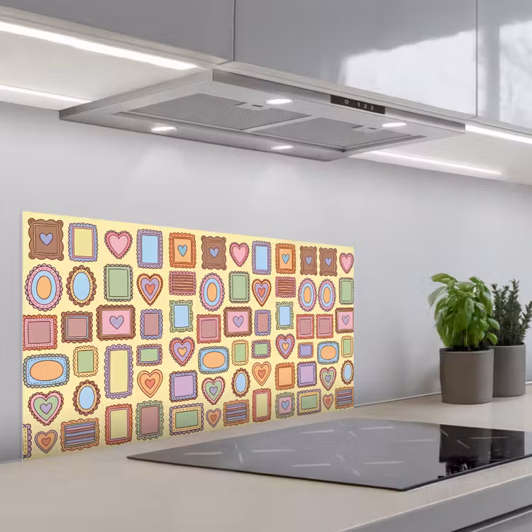 Lijst - Patroon - Hart - Speels - Kleurrijk keuken achterwand spatscherm middel -3d_schuin