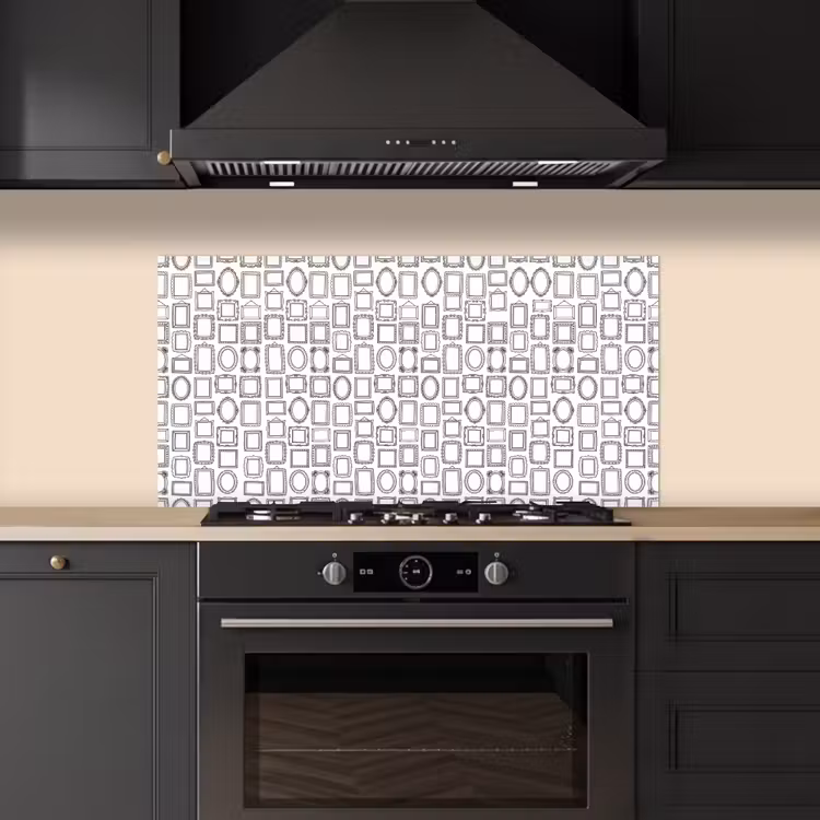 Lijsten - Patroon - Decoratie - Schets - Zwart-wit keuken achterwand spatscherm middel -sfeer1