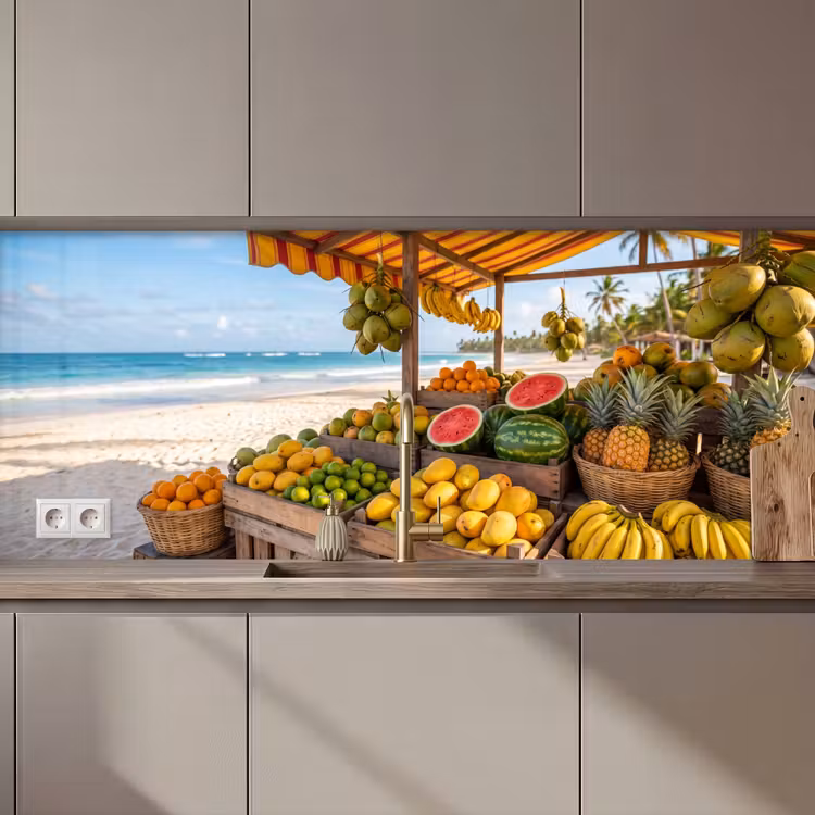 Kitchen Wall Splashback - Fruit - Beach - Tropical - Fruit - Strand - Tropisch keuken achterwand 2 middel zz_3dshopping