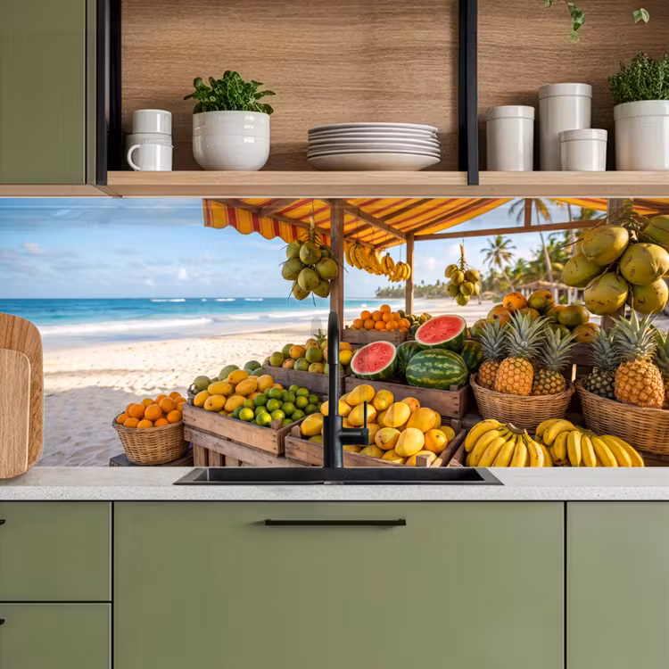 Kitchen Wall Splashback - Fruit - Beach - Tropical - Fruit - Strand - Tropisch keuken achterwand 2 middel