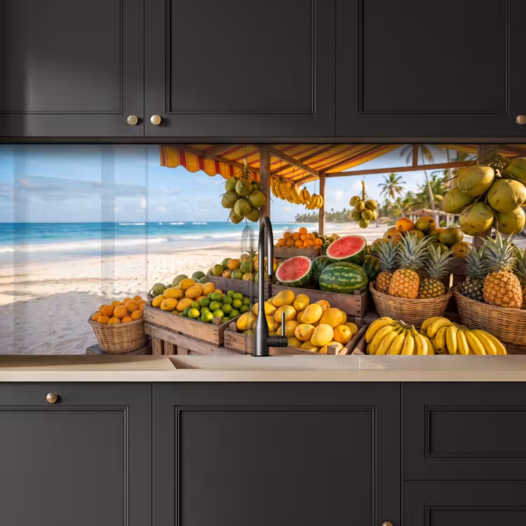 Kitchen Wall Splashback - Fruit - Beach - Tropical - Fruit - Strand - Tropisch keuken achterwand 2 middel
