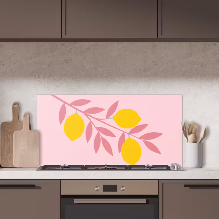 Fruit - Tak - Natuur - Abstract - Roze keuken achterwand spatscherm middel -sfeer2