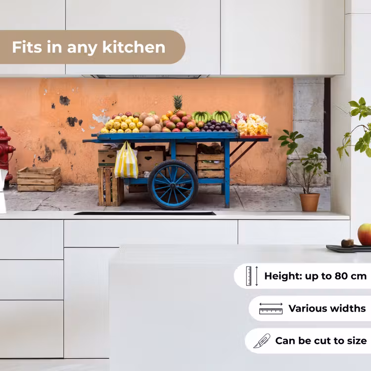 Kitchen Wall Splashback - Fruit - Cart - Street - Fruit - Kar - Straat keuken achterwand 2 middel