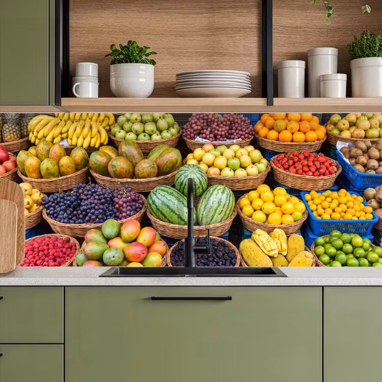 Kitchen Wall Splashback - Fruit - Market - Colorful - Fruit - Markt - Kleurrijk keuken achterwand 2 middel