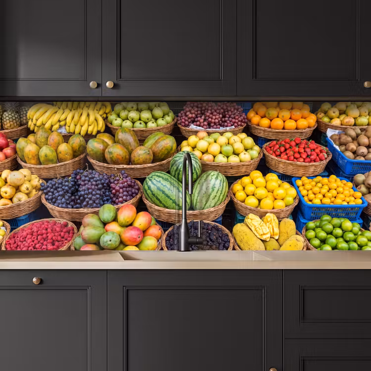 Kitchen Wall Splashback - Fruit - Market - Colorful - Fruit - Markt - Kleurrijk keuken achterwand 2 middel
