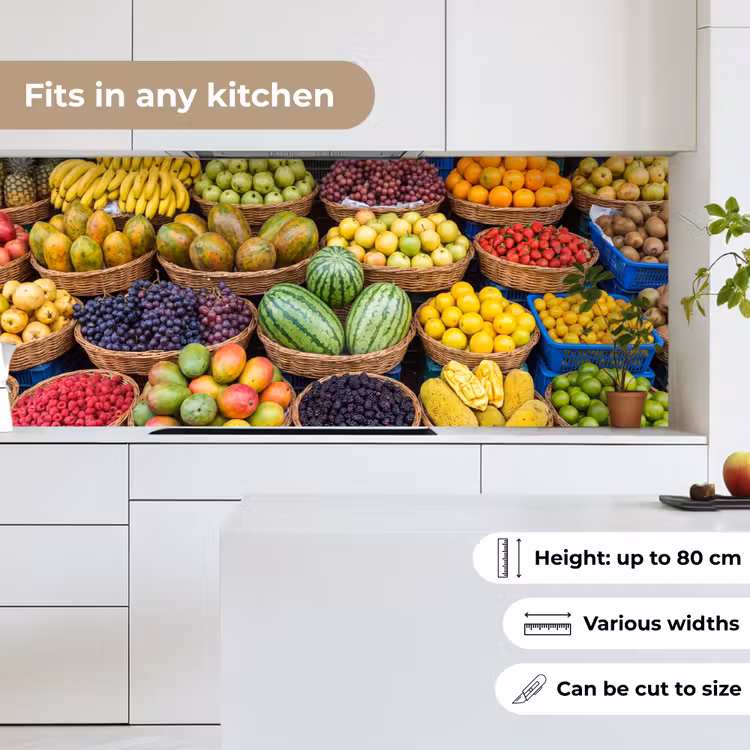 Kitchen Wall Splashback - Fruit - Market - Colorful - Fruit - Markt - Kleurrijk keuken achterwand 2 middel