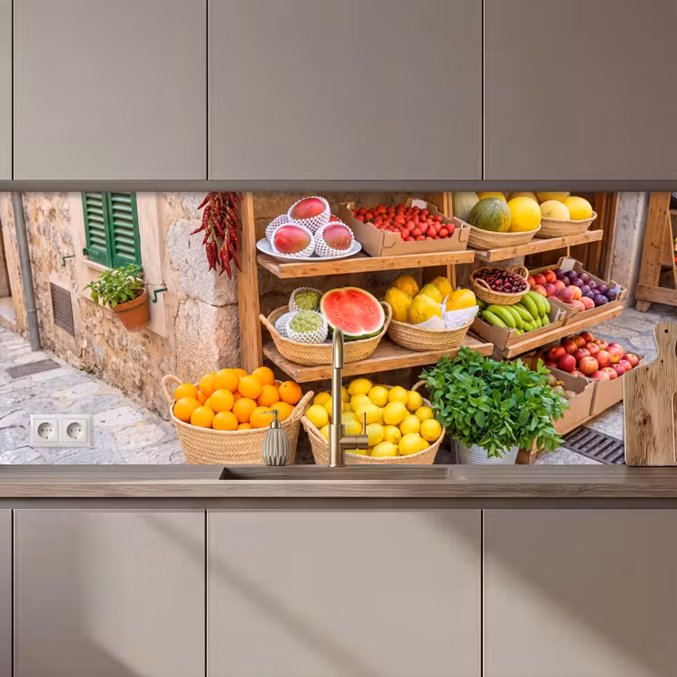 Kitchen Wall Splashback - Fruit - Market - Fresh - Fruit - Markt - Vers keuken achterwand 2 middel zz_3dshopping