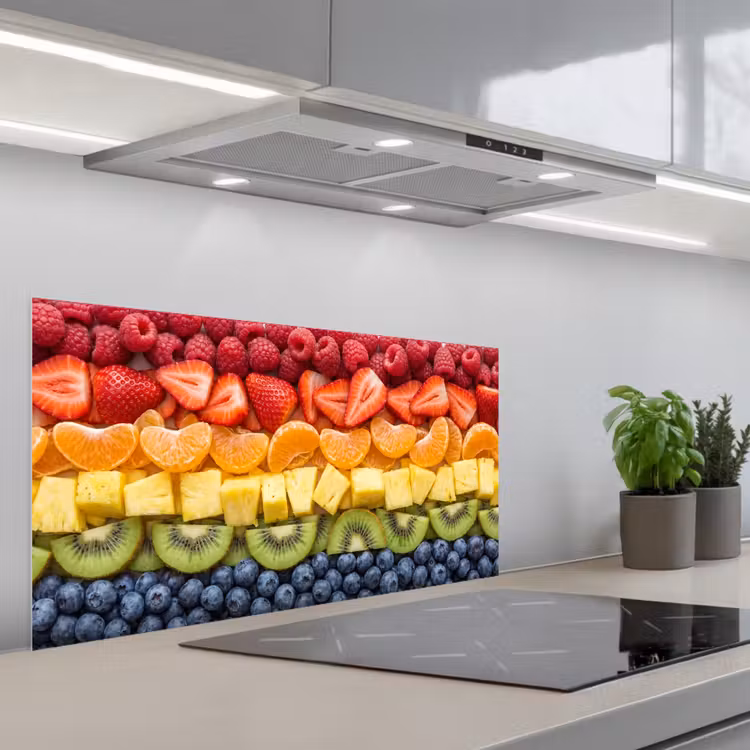 Fruit - Regenboog - Gezond - Kleurrijk keuken achterwand spatscherm middel -3d_schuin