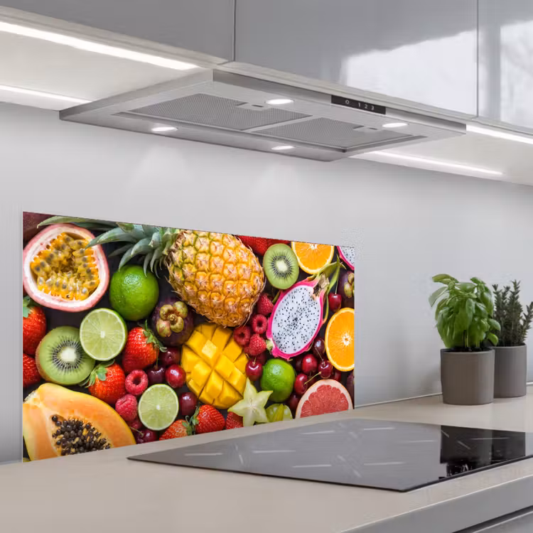 Fruit - Assortiment - Vers - Gezond - Kleurrijk keuken achterwand spatscherm middel -3d_schuin