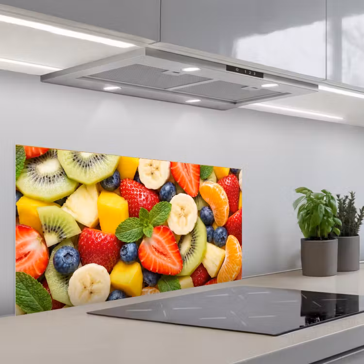 Fruit - Plakjes - Eten - Kleurrijk keuken achterwand spatscherm middel -3d_schuin