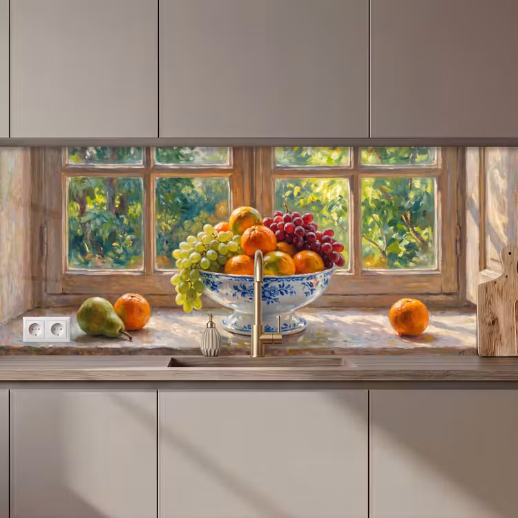 Kitchen Wall Splashback - Fruit - Windowsill - Nature - Fruit - Vensterbank - Natuur keuken achterwand 2 middel zz_3dshopping