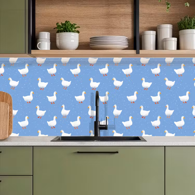Ganzen - Elegant - Blauw keuken achterwand 2 middel 871 -sfeer3