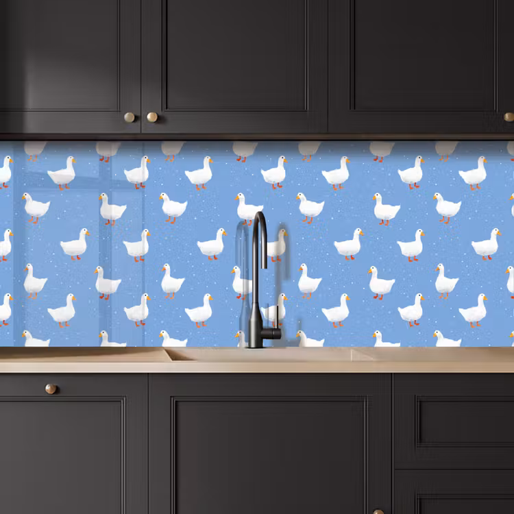 Ganzen - Elegant - Blauw keuken achterwand 2 middel 871 -sfeer1