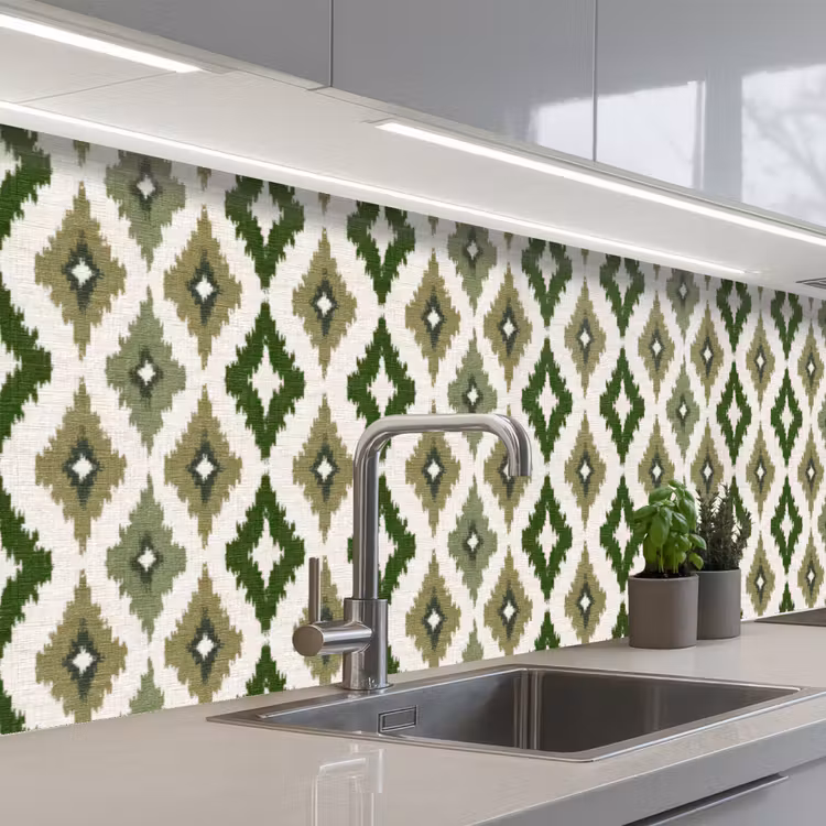 Geografisch - Ruitmotief - Groen keuken achterwand 2 groot 857 -3d_schuin