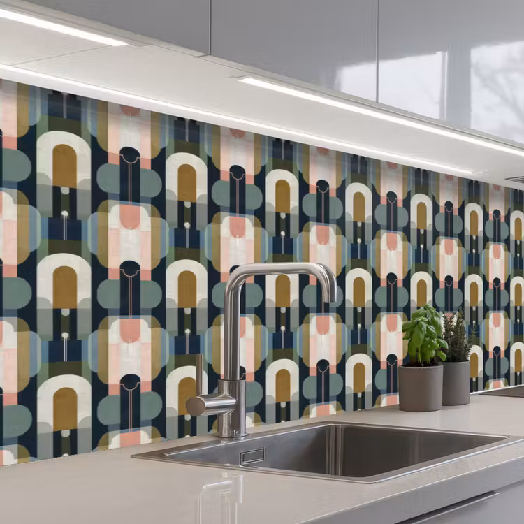 Geografisch - Modern - Kleurrijk keuken achterwand 2 groot 857 -3d_schuin