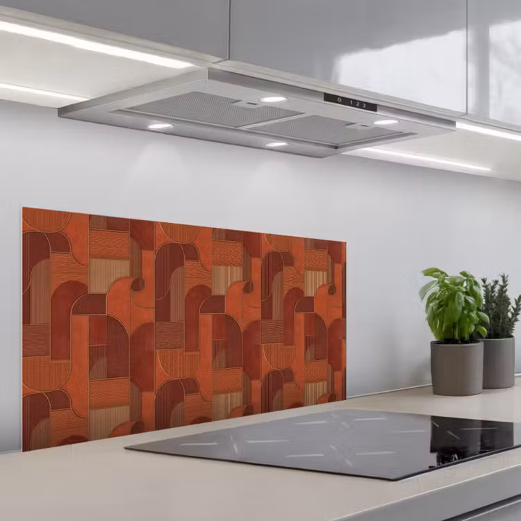Geometrisch - Abstract - Textuur - Bruin keuken achterwand spatscherm middel 899 -3d_schuin