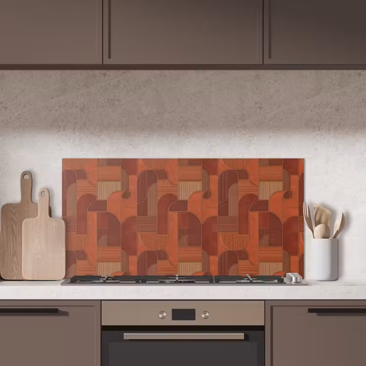 Geometrisch - Abstract - Textuur - Bruin keuken achterwand spatscherm middel 899 -sfeer2