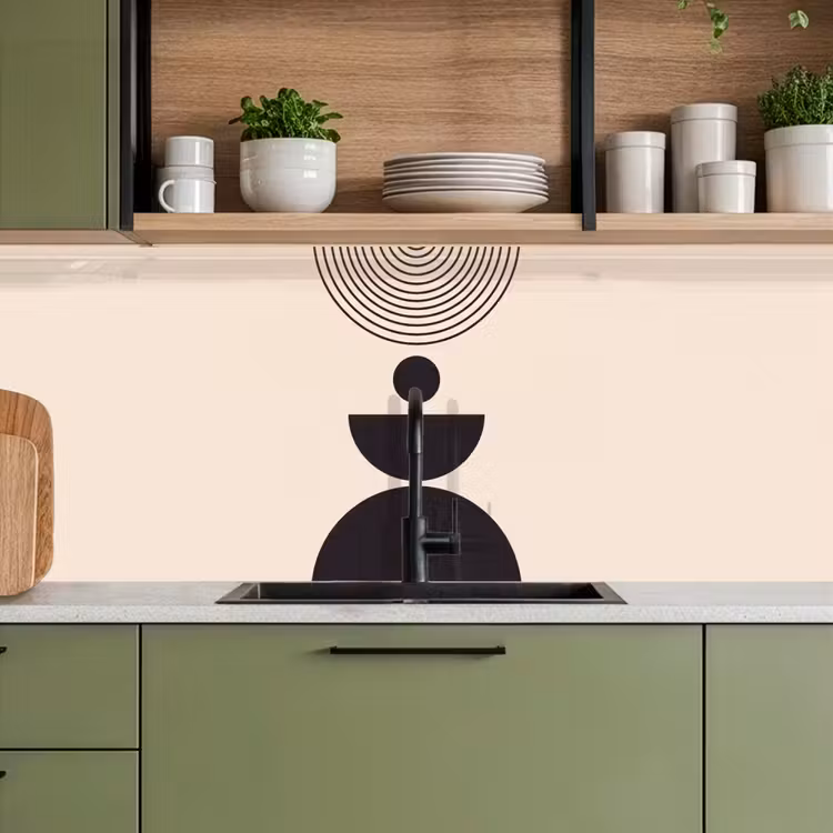 Kitchen Wall Splashback - Geometric Balance - Art - Geometrische balans - Kunst keuken achterwand 2 middel