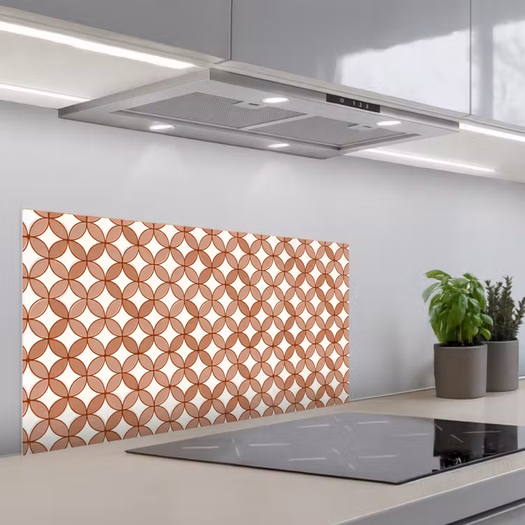 Geometrisch - Cirkels - Modern - Terracotta keuken achterwand spatscherm middel 899 -3d_schuin
