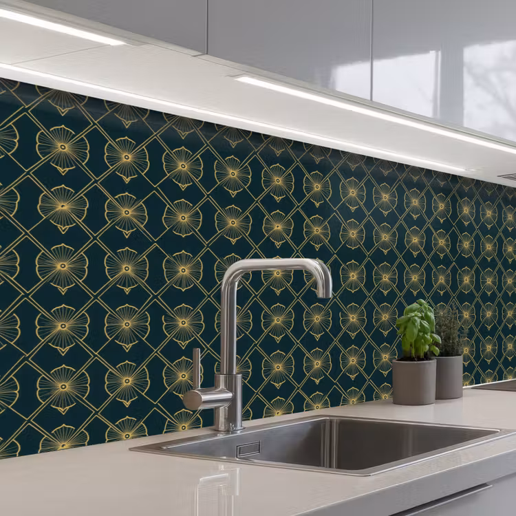 Geometrisch - Elegant - Groen keuken achterwand 2 groot 857 -3d_schuin