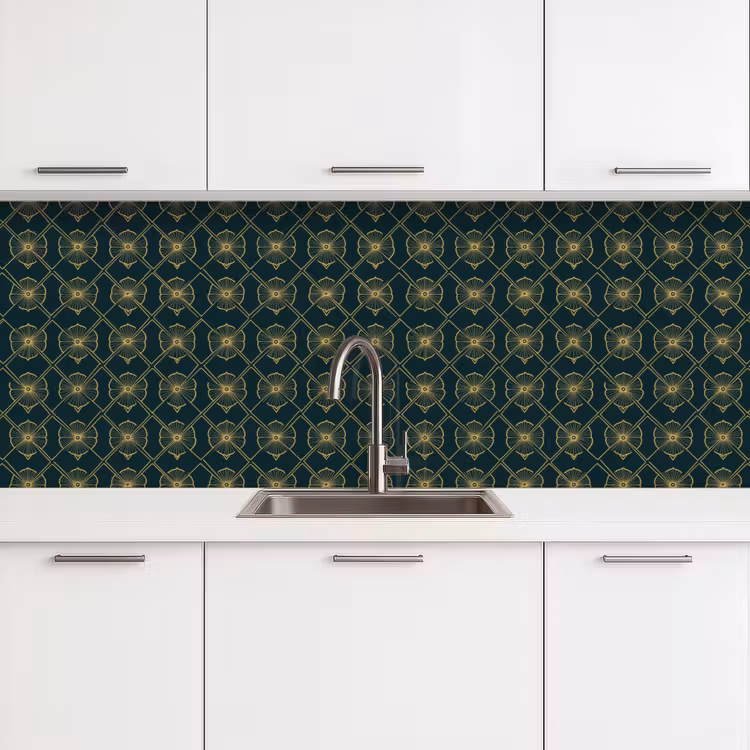 Geometrisch - Elegant - Groen keuken achterwand 2 groot 857 -3d