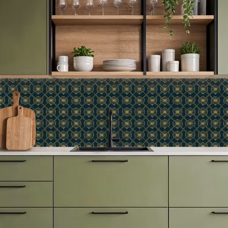 Geometrisch - Elegant - Groen keuken achterwand 2 groot 857 -sfeer3