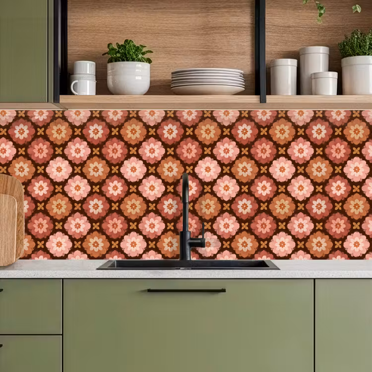 Geometrisch - Bloemen - Kleurrijk keuken achterwand 2 middel 871 -sfeer3