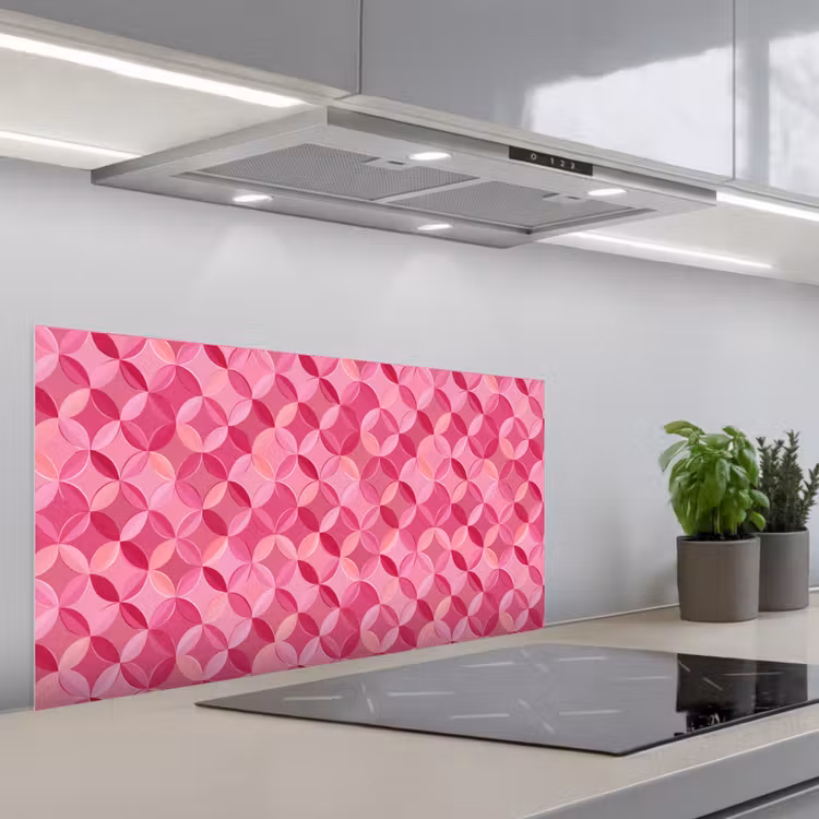 Geometrisch - Mozaïek - Modern - Roze keuken achterwand spatscherm middel 899 -3d_schuin