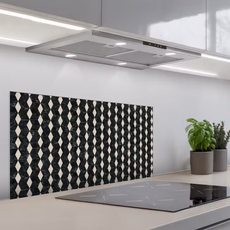 Geometrisch - Patroon - Marmer - Groen keuken achterwand spatscherm middel 899 -3d_schuin