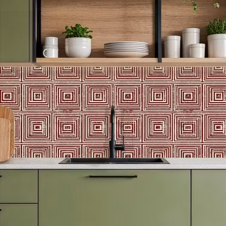 Geometrisch - Patroon - Rood keuken achterwand 2 middel 871 -sfeer3