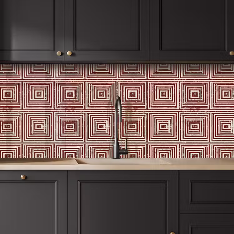 Geometrisch - Patroon - Rood keuken achterwand 2 middel 871 -sfeer1