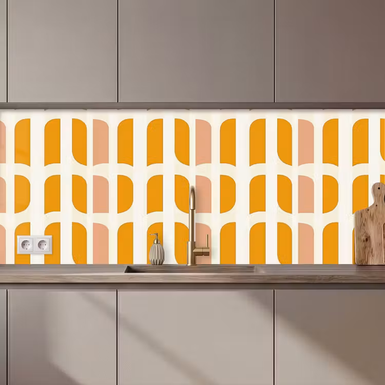 Geometrisch - Patroon - Geel - Roze keuken achterwand 2 middel 871 zz_3dshopping