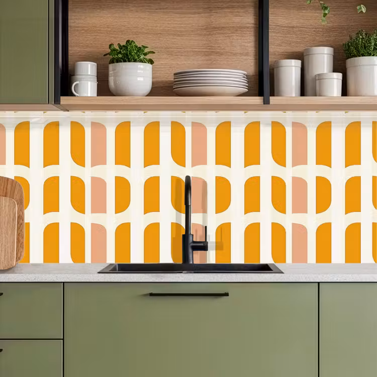 Geometrisch - Patroon - Geel - Roze keuken achterwand 2 middel 871 -sfeer3