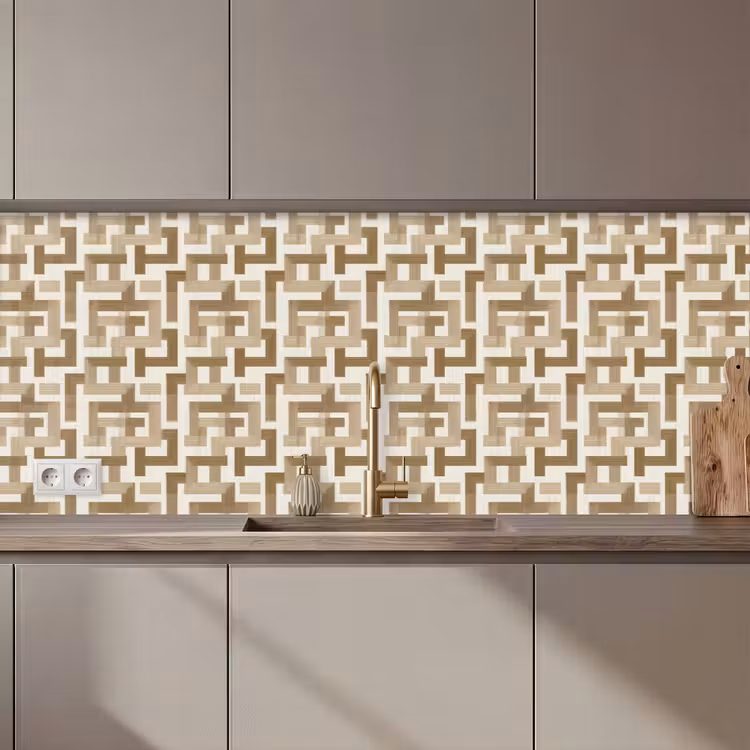 Geometrisch - Retro - Bruin keuken achterwand 2 middel 871 zz_3dshopping
