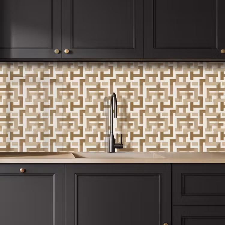 Geometrisch - Retro - Bruin keuken achterwand 2 middel 871 -sfeer1