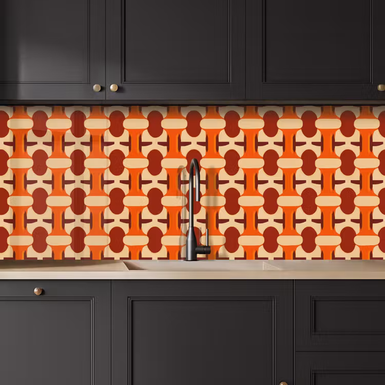 Geometrisch - Retro - Oranje keuken achterwand 2 middel 871 -sfeer1