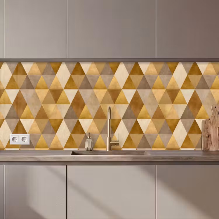 Geometrisch - Driehoek - Goud keuken achterwand 2 middel 871 zz_3dshopping