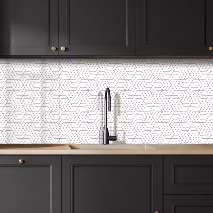 Geometrie - Lijn - Zwart - Wit - Patroon keuken achterwand 2 middel 871 -sfeer1
