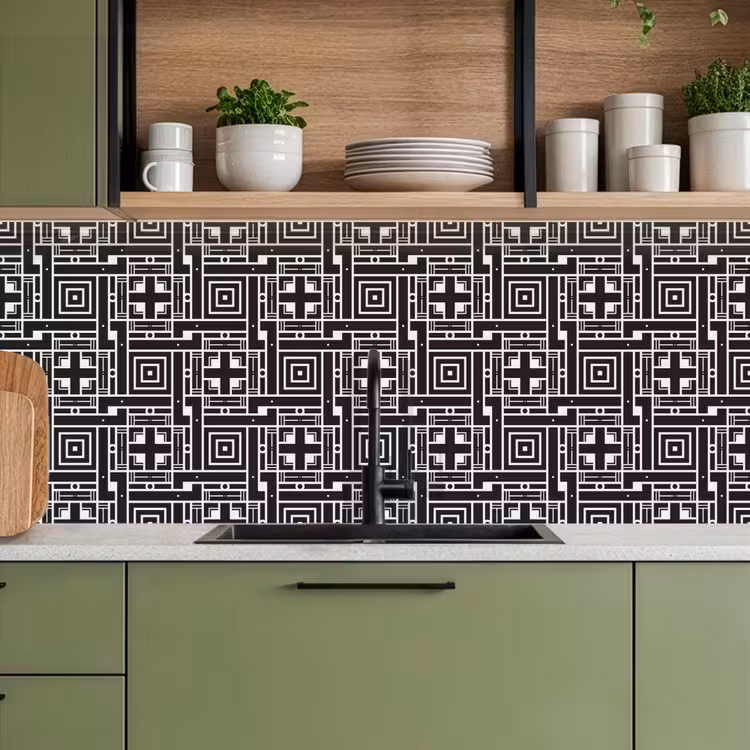 Geometrie - Patroon - Zwart keuken achterwand 2 middel 871 -sfeer3