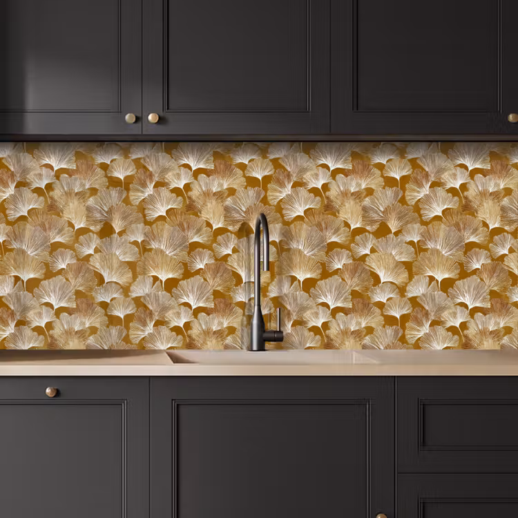 Ginkgo - Bladeren - Goud keuken achterwand 2 middel 871 -sfeer1
