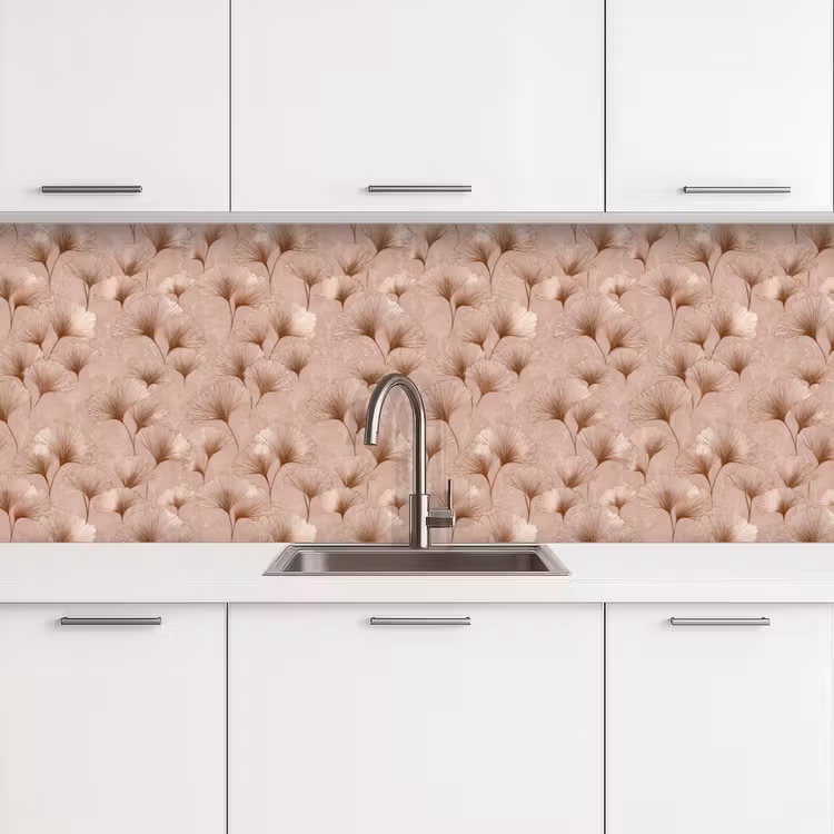 Ginkgo - Patroon - Roze keuken achterwand 2 groot 857 -3d
