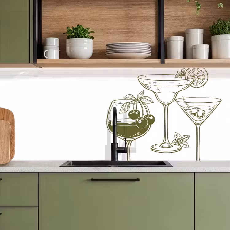 Glazen - Cocktails - Groen keuken achterwand 2 middel -sfeer3