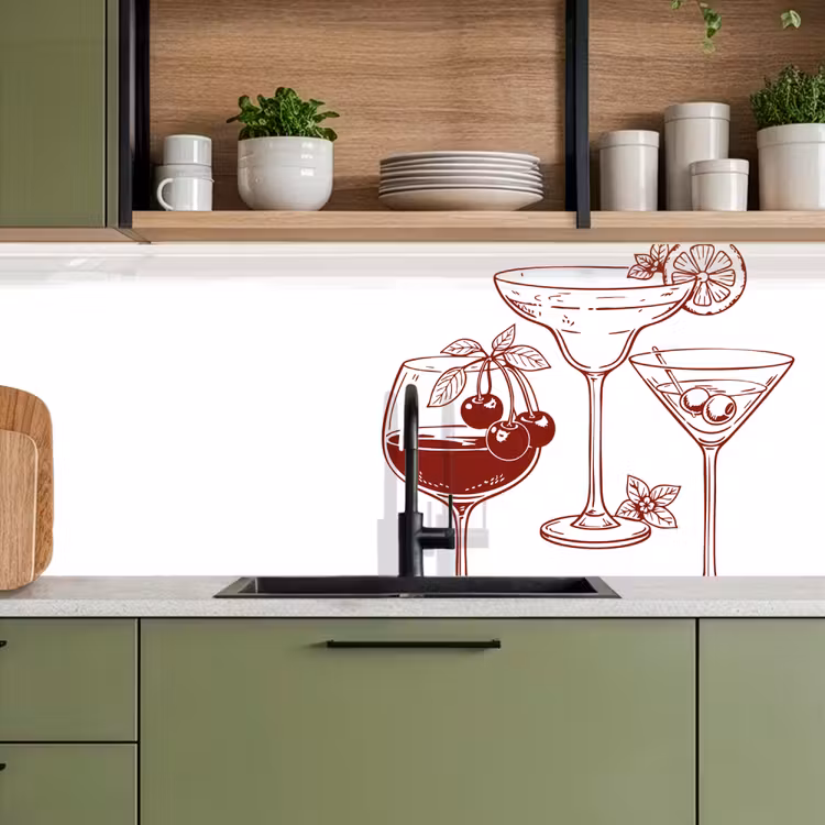 Glazen - Cocktails - Rood keuken achterwand 2 middel -sfeer3