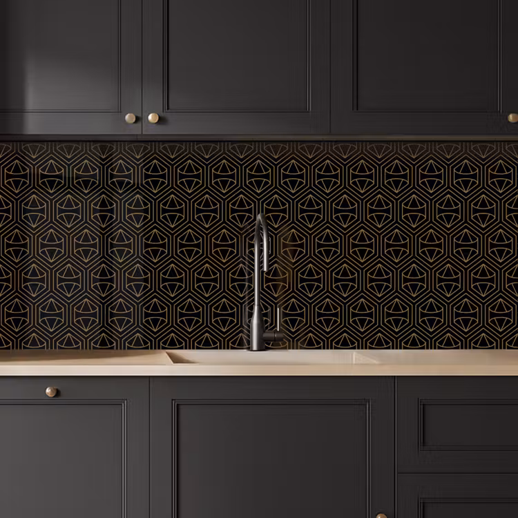 Goud - Zwart - Diamant keuken achterwand 2 middel 871 -sfeer1